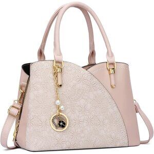 Women’s Pink Triple Compartment Satchel Fashion Top Handle Shoulder Bag